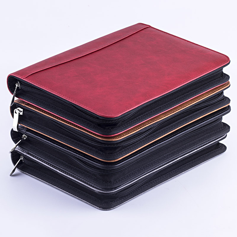 Leather Work Folder - A5 Padfolio File Folder Document Bag