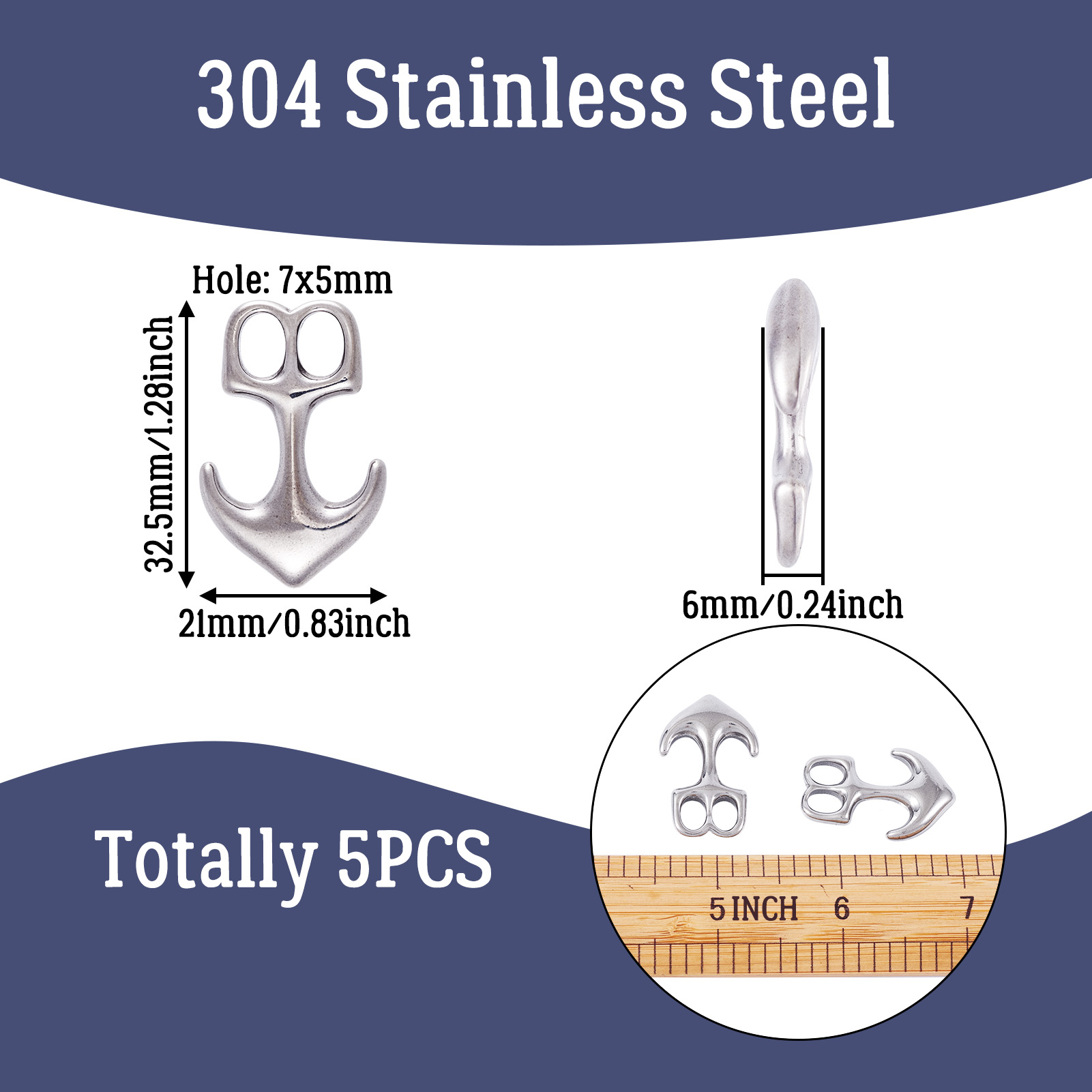 5pcs Anchor Hook Clasps 304 St - Leatherwork Beginner recension och pris