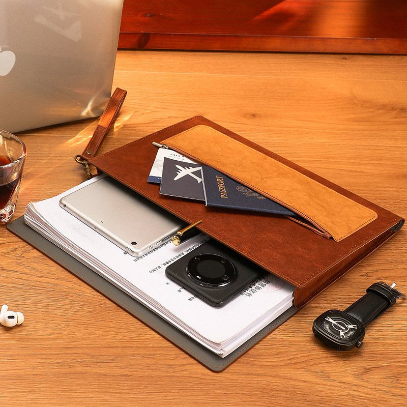 1PCS Leather A4 Document Bag T - Leather Work Folder recension och pris